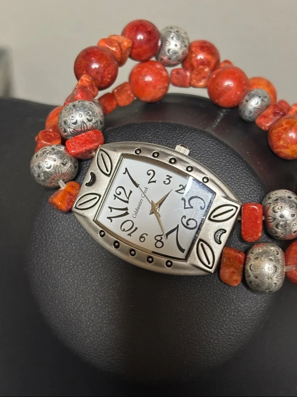 Coldwater Creek Stone Silver Tone Boho WORKING Stretch Watch Southwestern